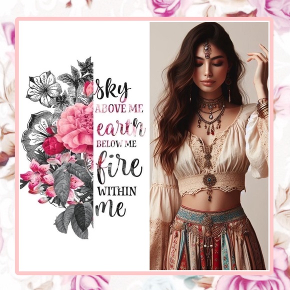 ✨ FIRE WITHIN ME ✨ BOHEMIAN GYPSY BOHO CHIC FESTIVAL TRIBAL SOUTHERN BELL EXOTIC - Picture 1 of 16